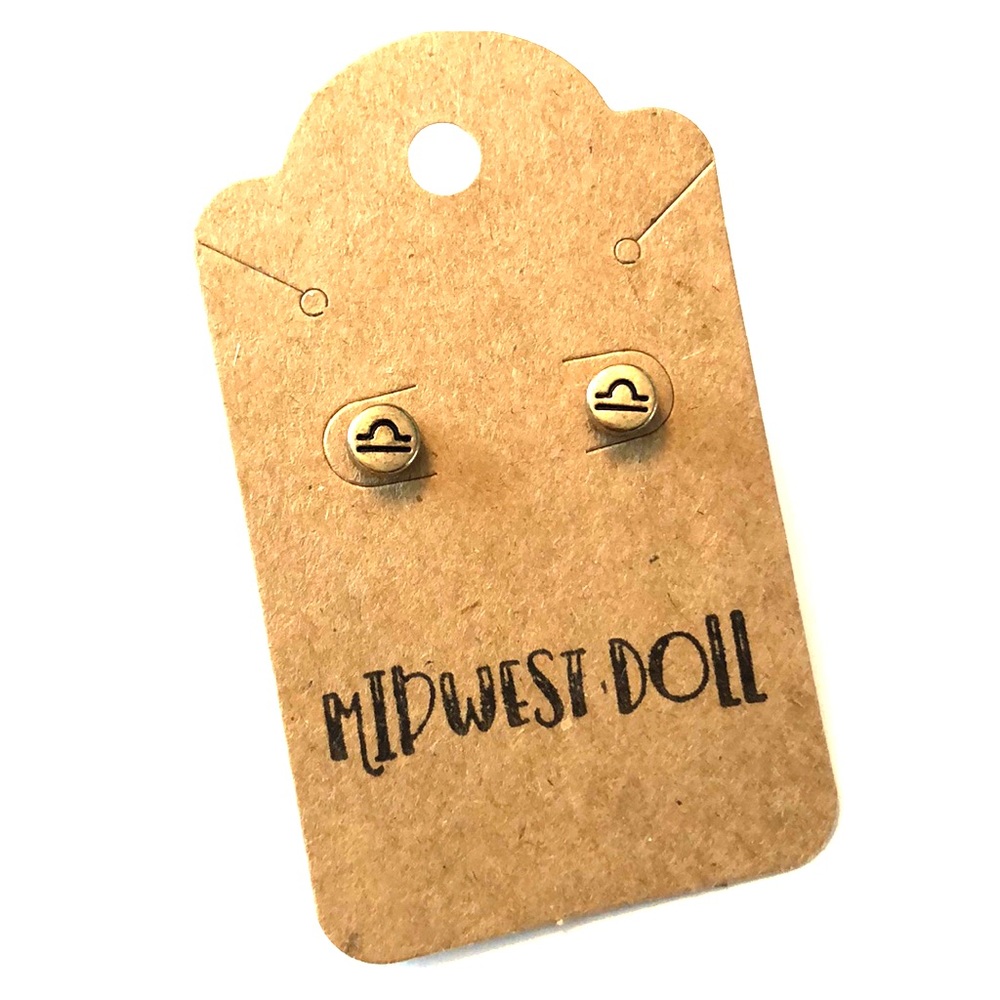 Libra Gold Stud Earrings Unique Gift Idea ZODIAC